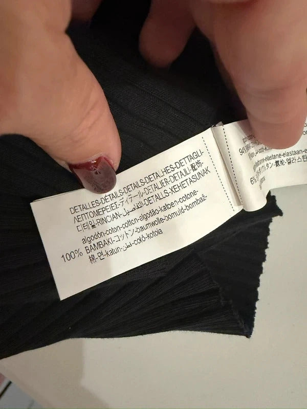 Zara Black Ribbed Cut Out Midi Dress Medium