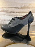 Joe Browns Black & Grey Herringbone Ribbon Lace Heels 6