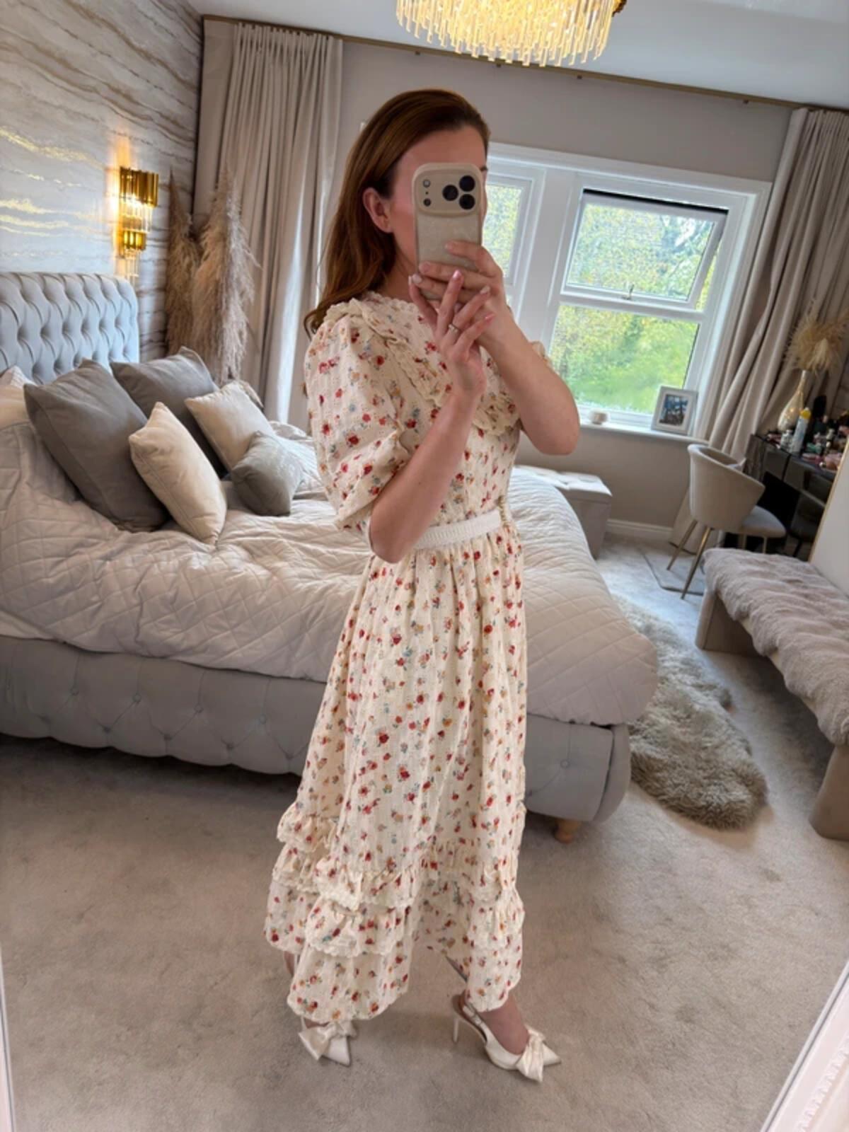 BNWT Anne Louise Boutique Floral Frill Midi Dress 8