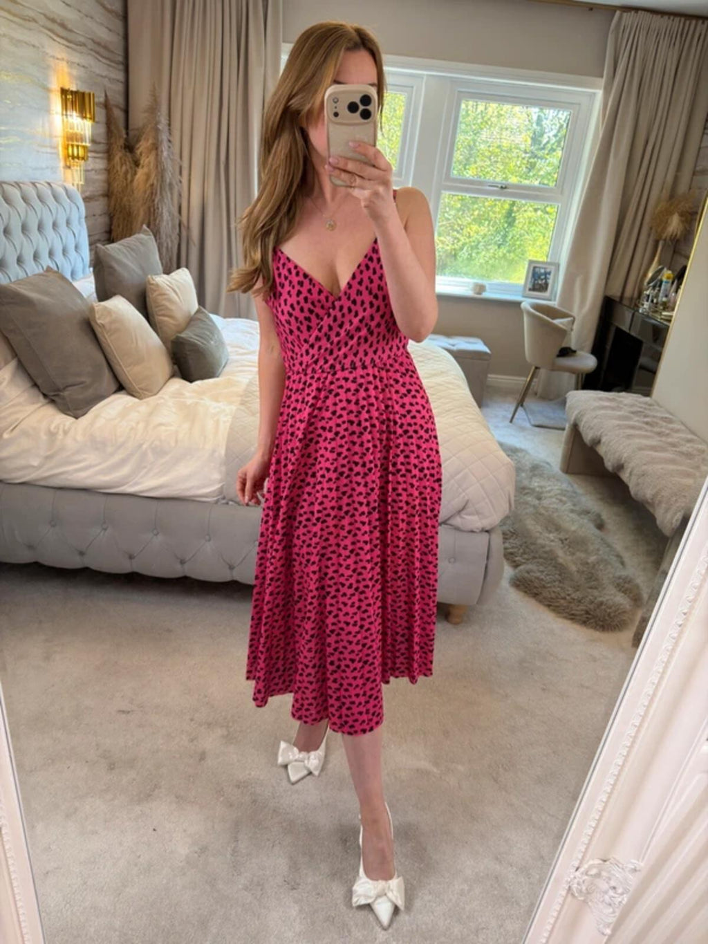 River Island Pink Pleated Diamanté Midi Dress 12