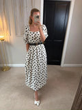Flounce London Off White & Black Polka Dot Midi Dress 14
