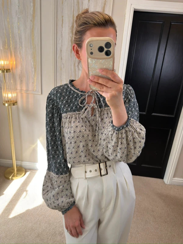 Per Una Cream & Navy Boho Blouse 12