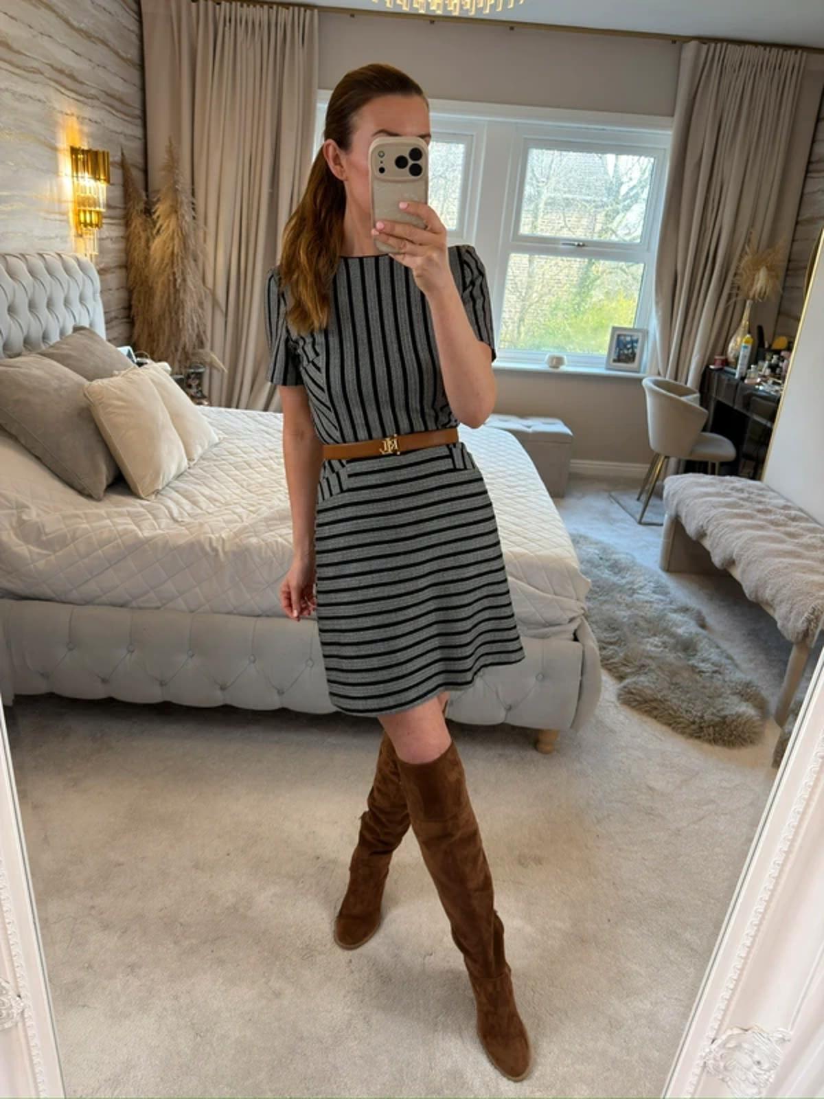 Oasis Black Striped Dress 8