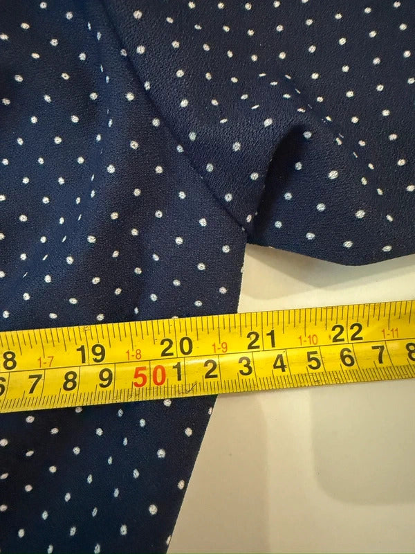Vintage Navy & White Polka Dot Belted Dress 16