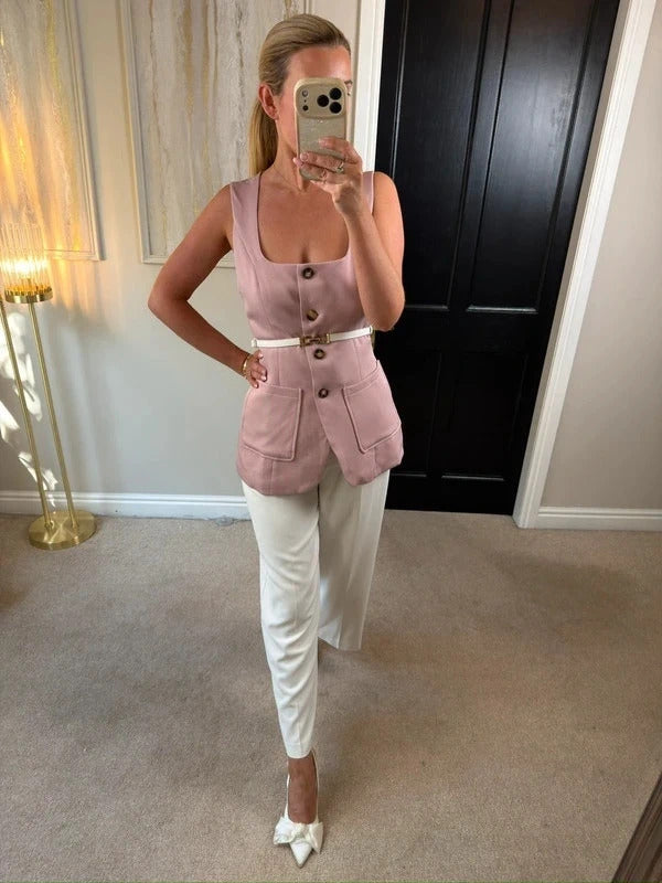 CrazyDizzy Pink Waistcoat / Top Large