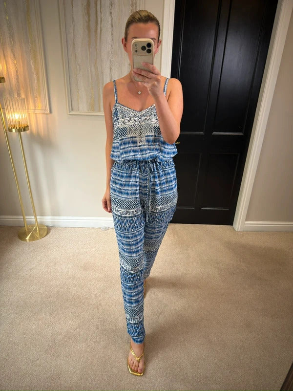 Monsoon Blue & White Embellished Jumpsuit 10