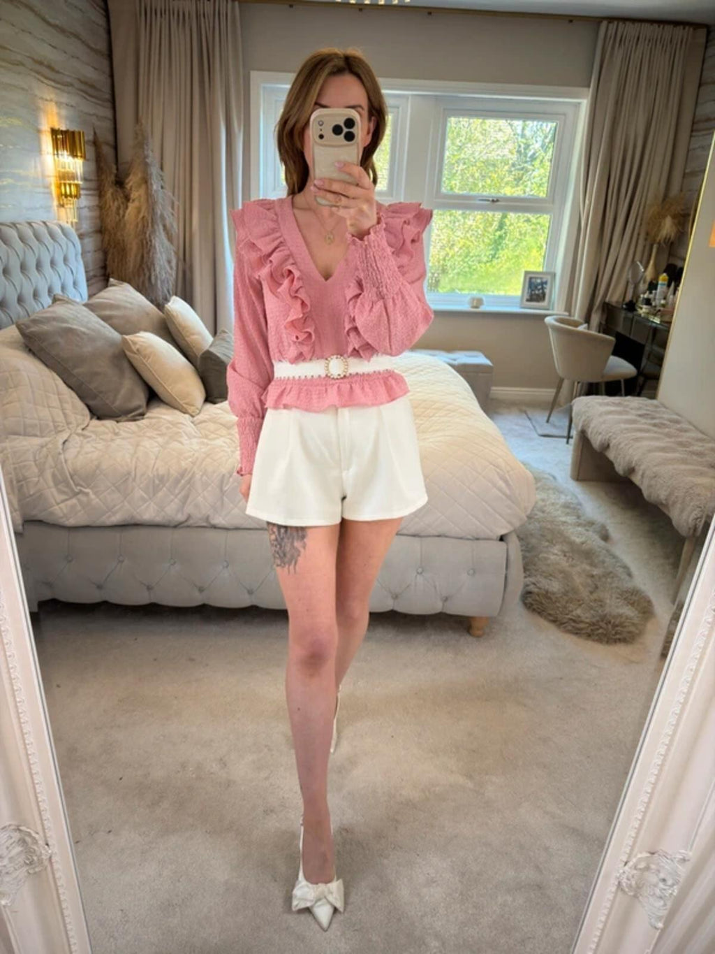 Oasis Pink Frill Blouse 6