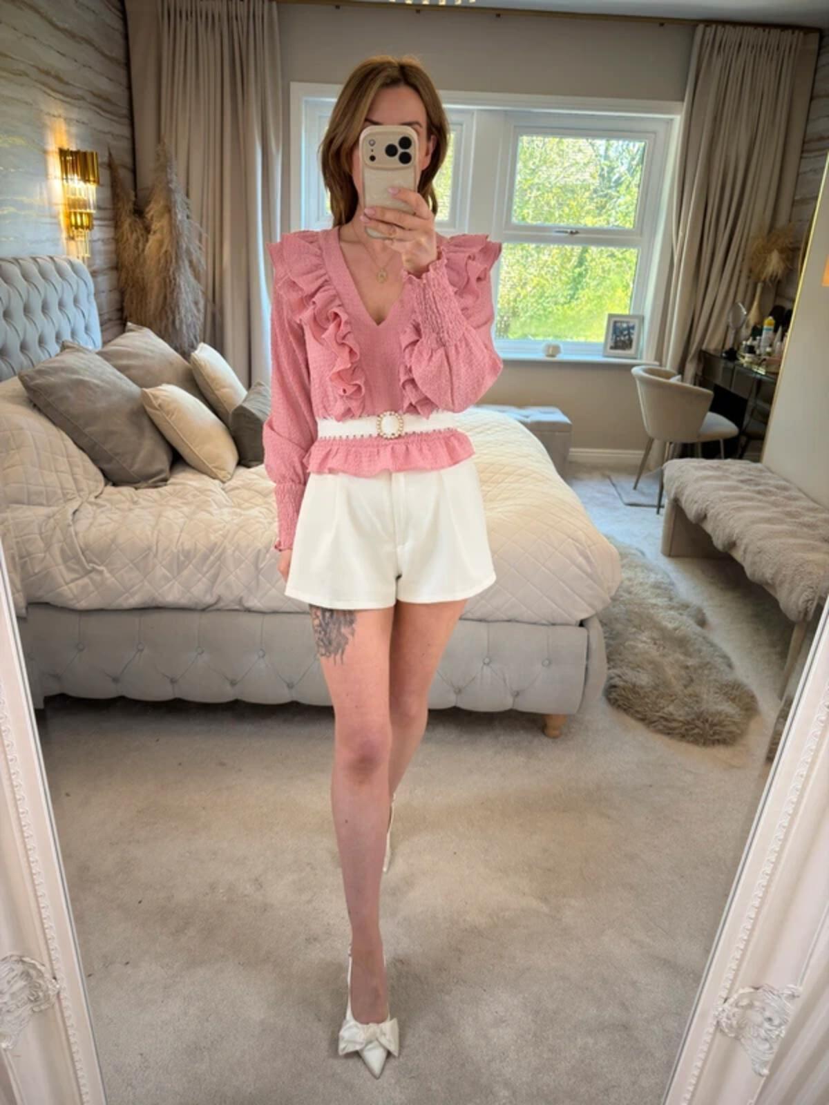 Oasis Pink Frill Blouse 6