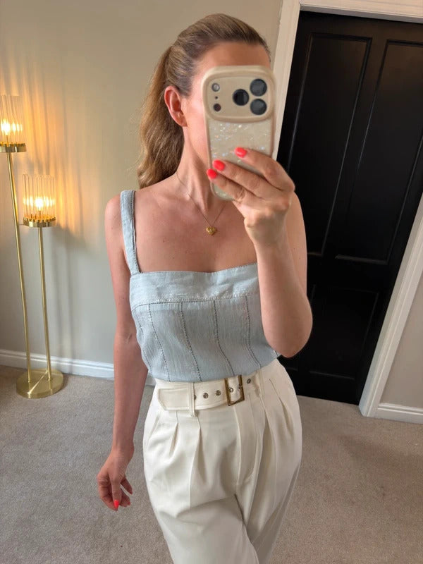 Next Blue & Silver Boho Frill Back Blouse 16