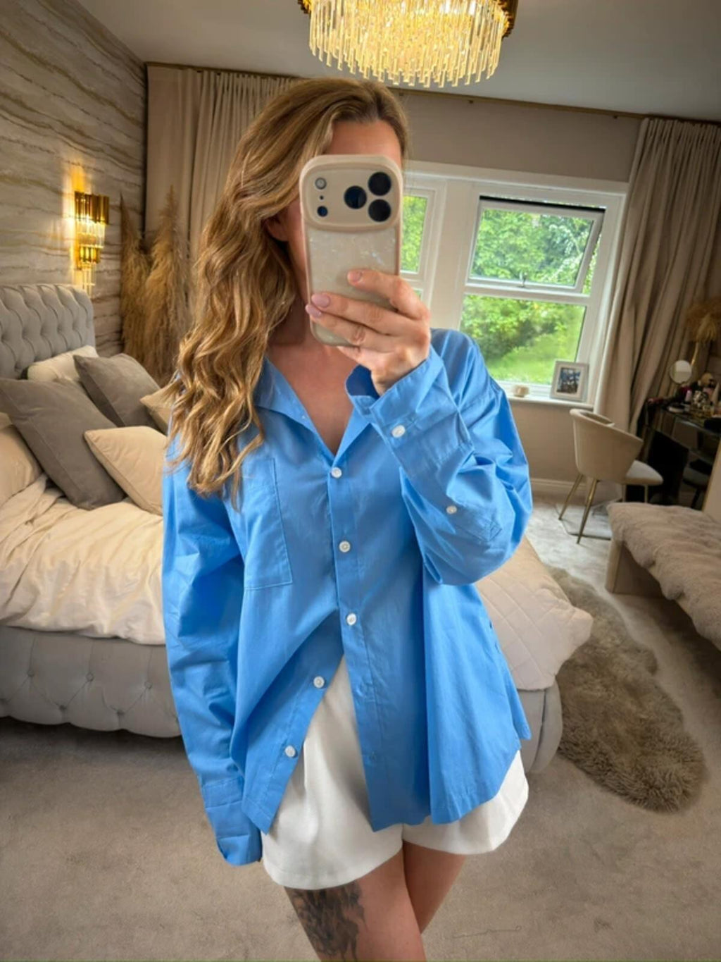Self Blue Oversized Shirt 100% Cotton 14