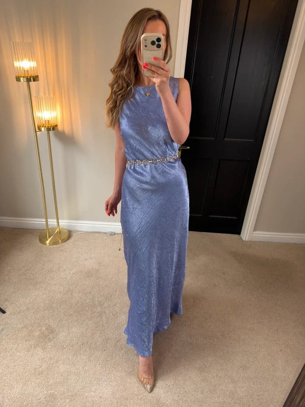 Vintage Monsoon Lilac /Blue  Textured Dress Large