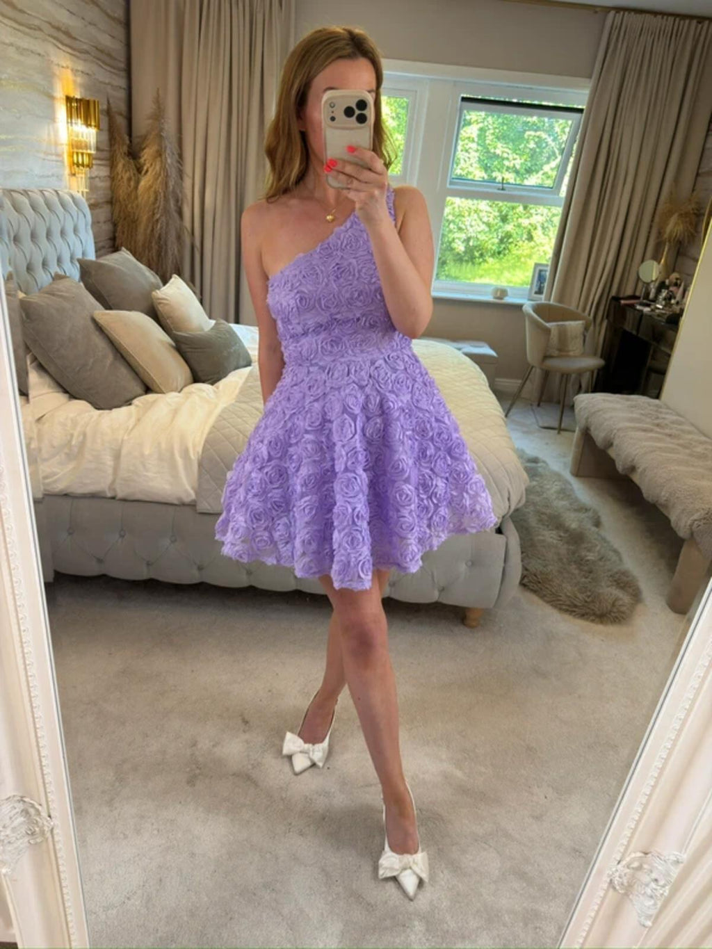 Faeriesty Lilac 3D Floral Petal Mini Dress Small