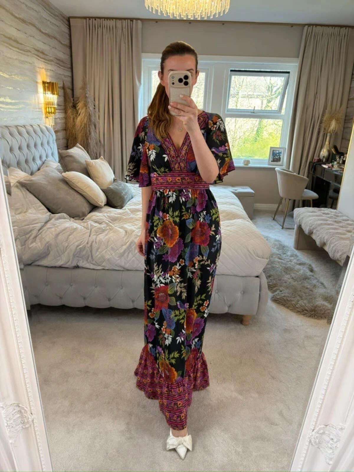 Papaya Multicoloured Embellished Maxi Dress 10