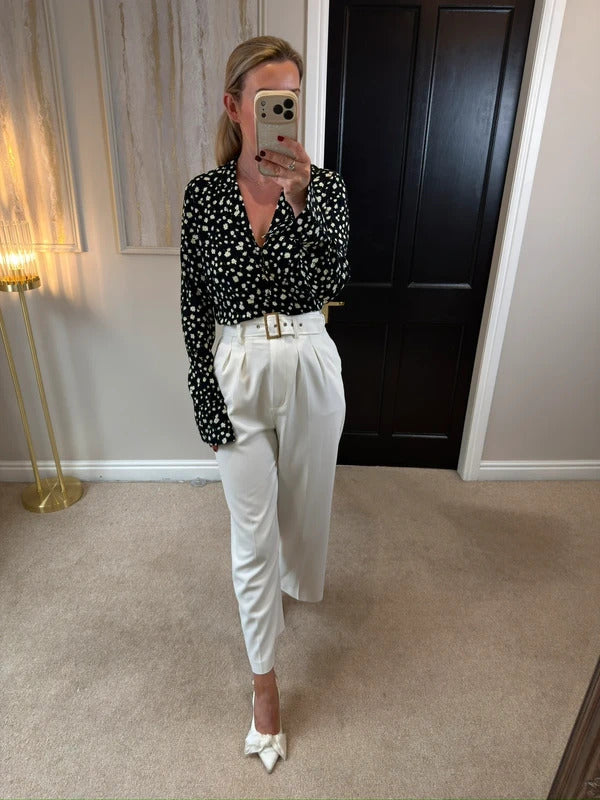 M&S Black Daisy Button Front Blouse 8