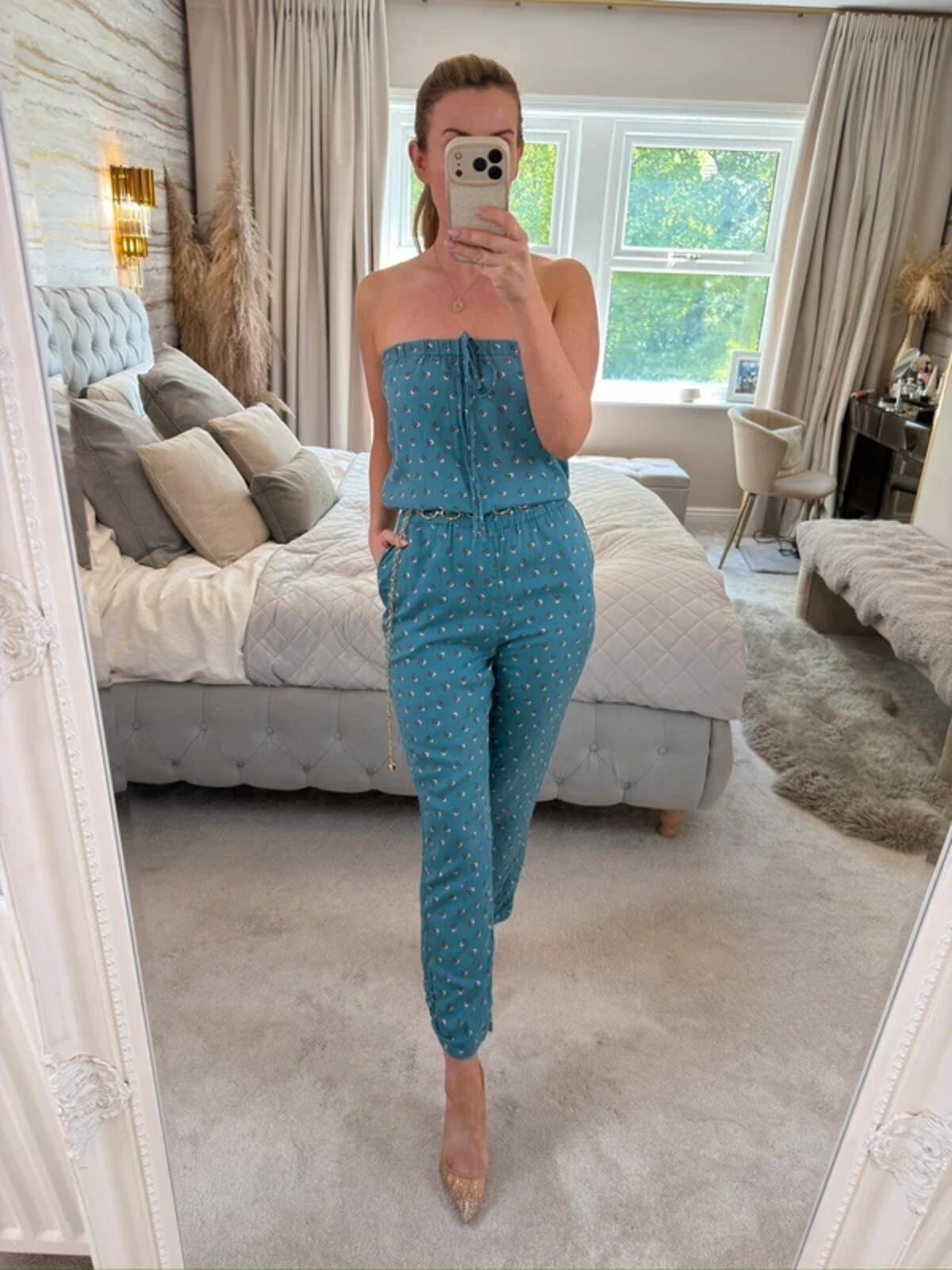 Jack Wills Blue Floral Silk Blend Jumpsuit 10