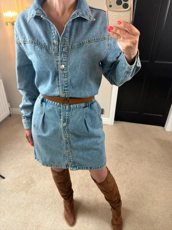 Mango Denim Shirt Dress Size Small