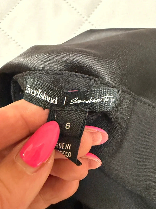 River Island Black Satin Off The Shoulder Blouse 8