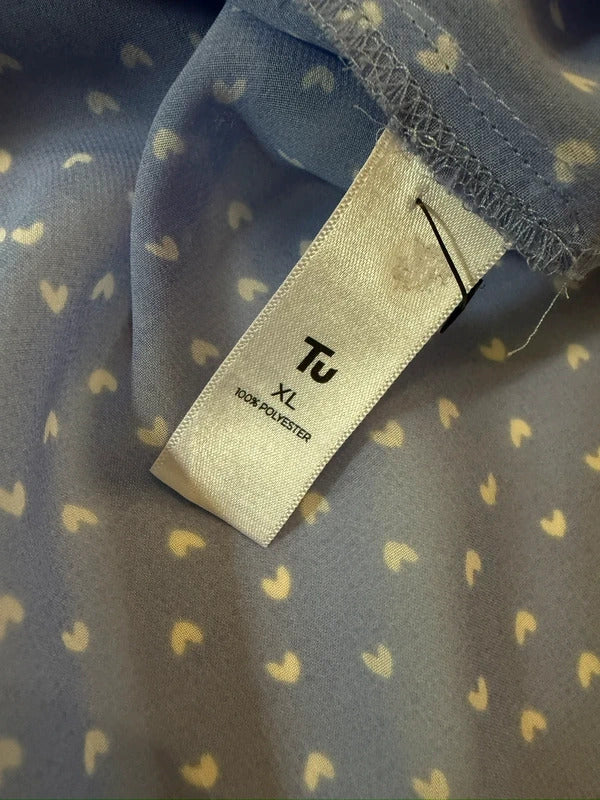 TU Light Blue Love Heart Sheer Shirt Dress XL