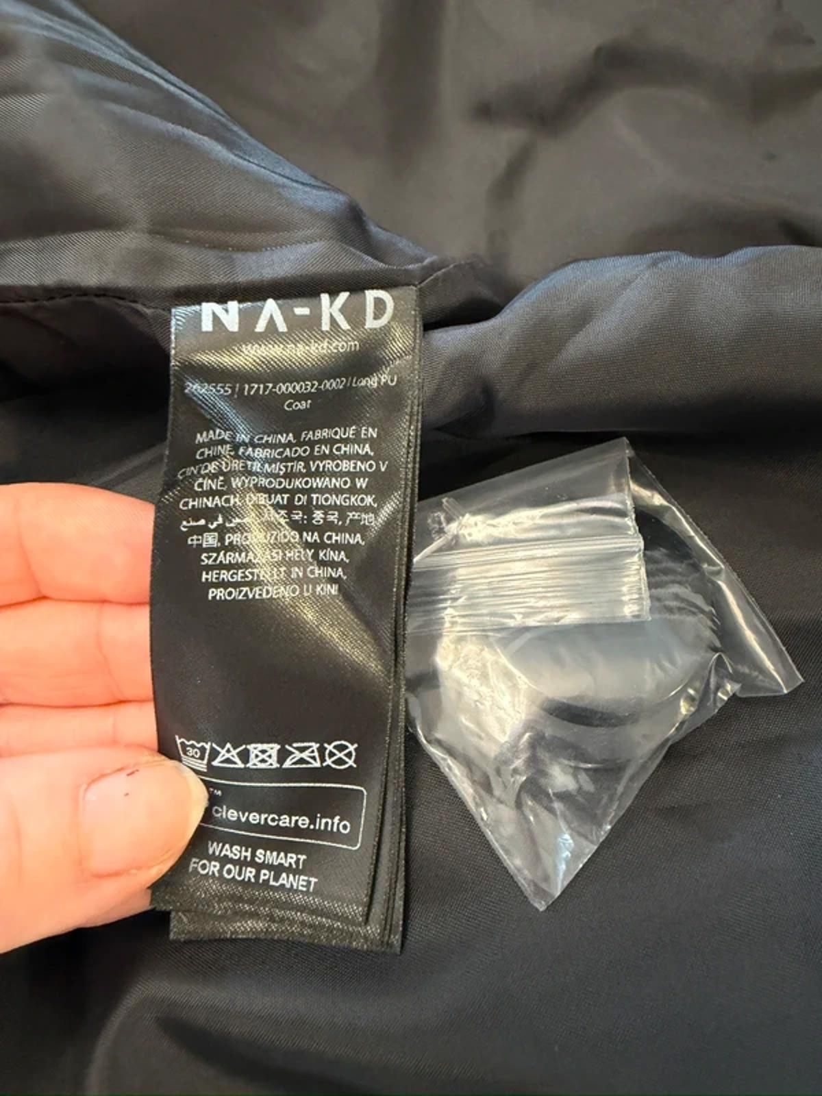 NA-KD Black PU Oversized Trench Coat 6-10