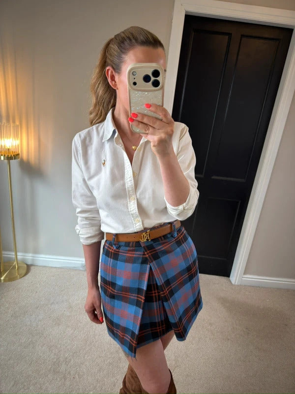 Alexander McQueen Paddington Check Pleated Prince Wales Mini Skirt Size Medium