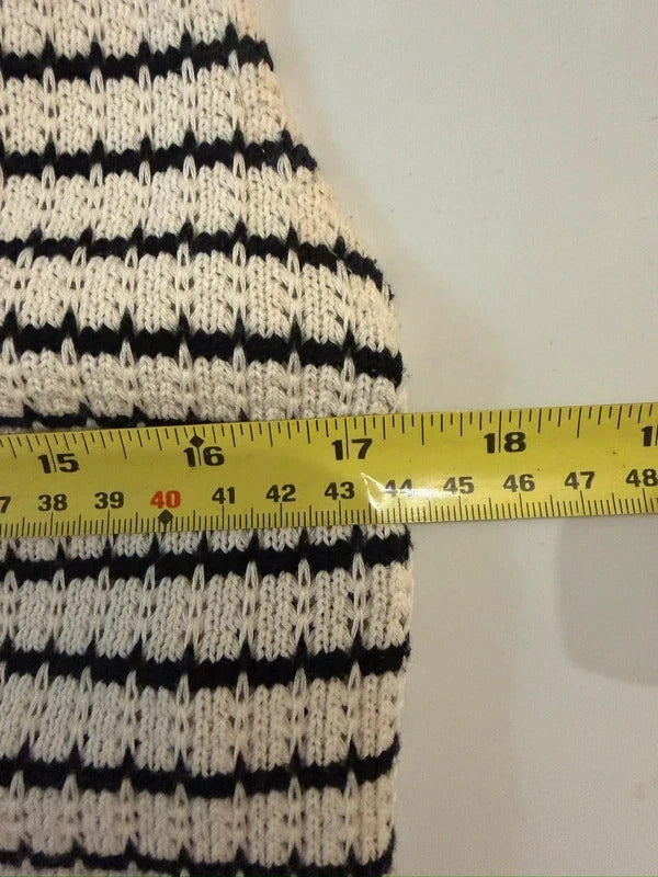 Mango Black & Cream Stripe Crochet Knitted Co Ord Set M/L