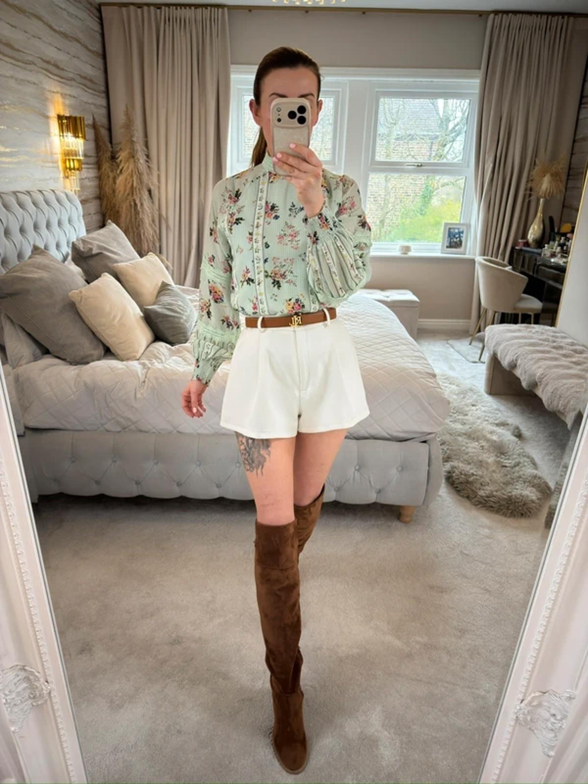 Hermant & Nandita Mint Green Floral Lace Blouse XS