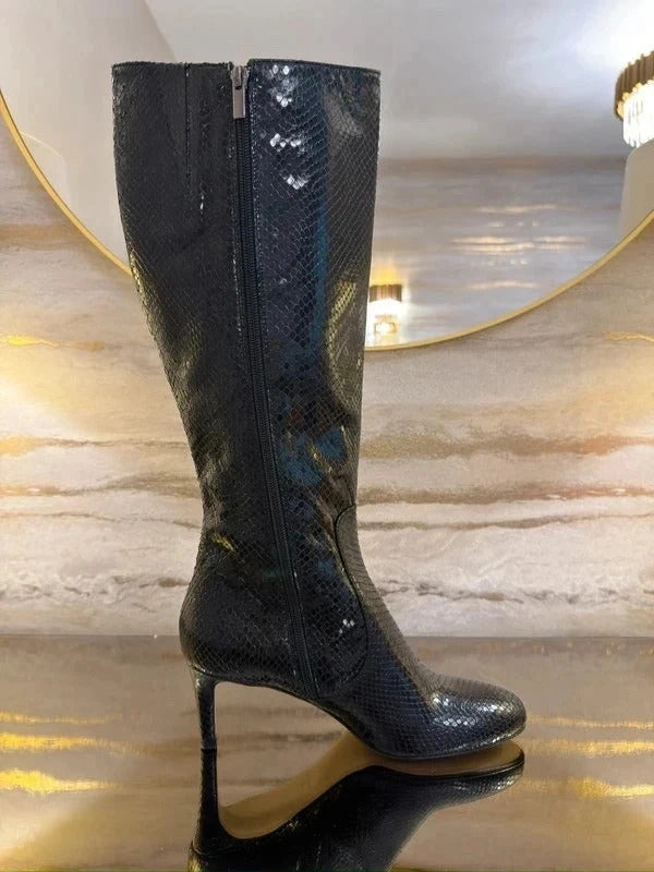 BNWT Hobbs Black Patent Snakeprint Boots 7