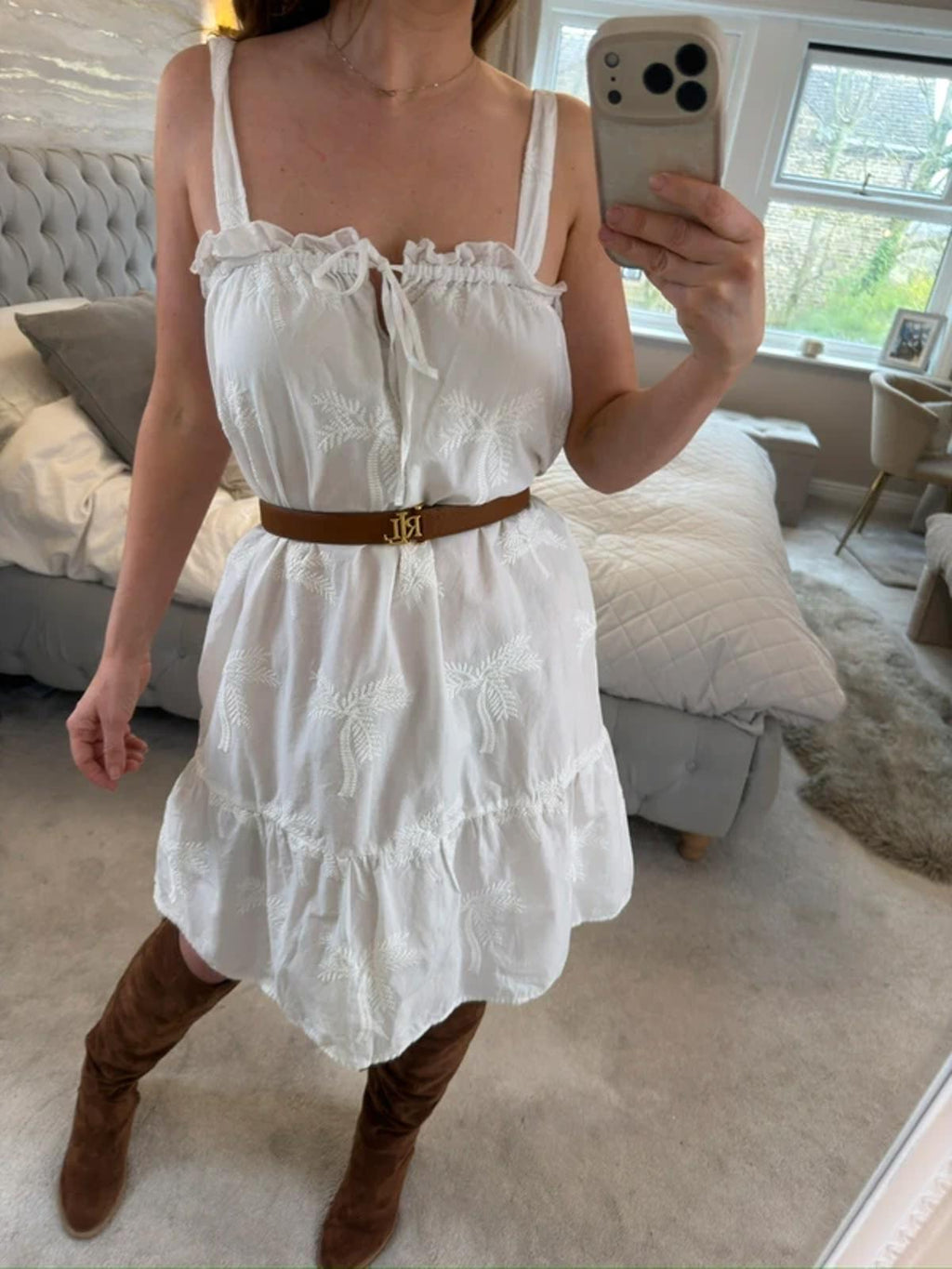 Next White Embroidered Boho Swing Dress 12