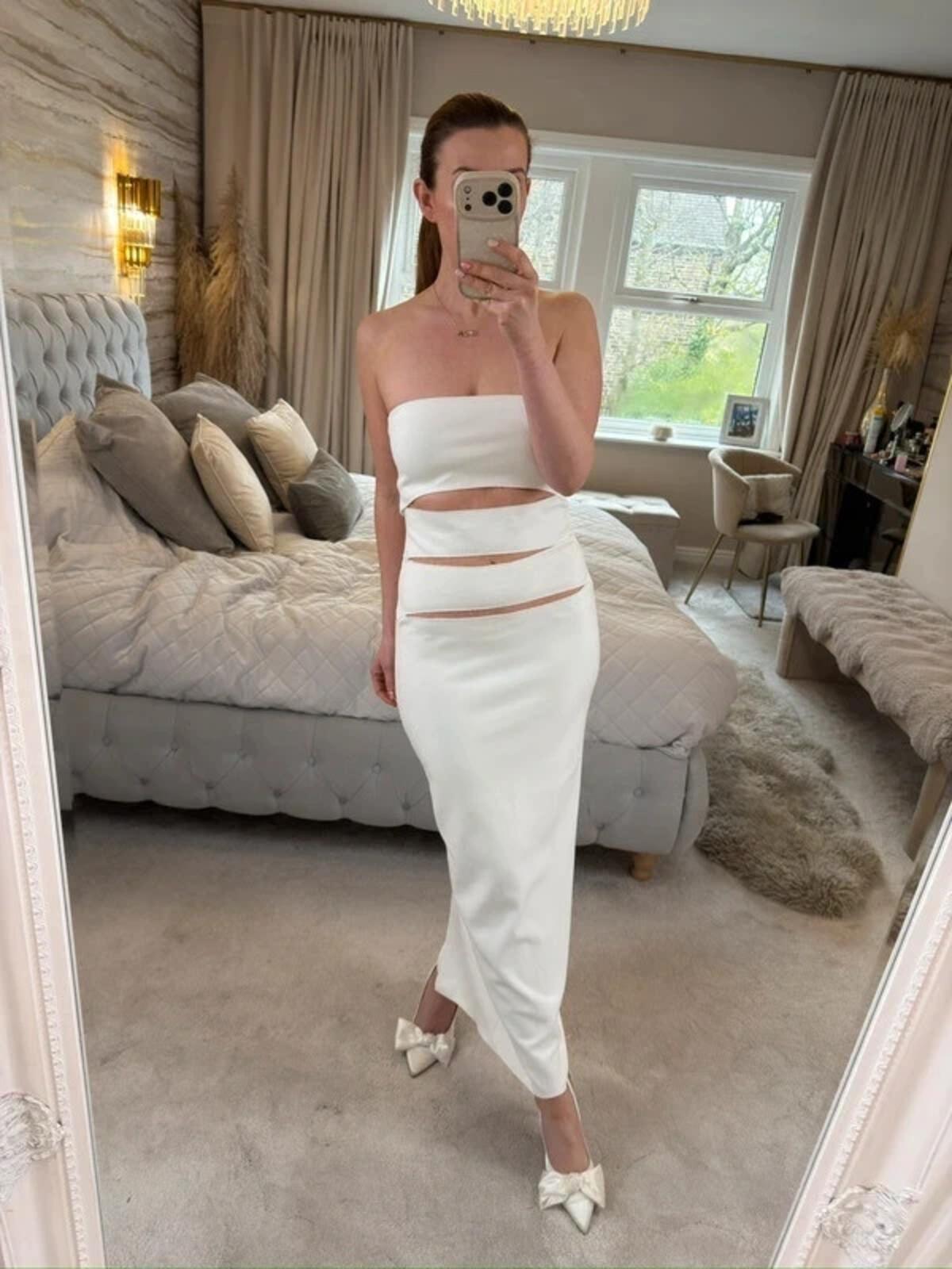 Zara White Strapless Cut Out Dress 12