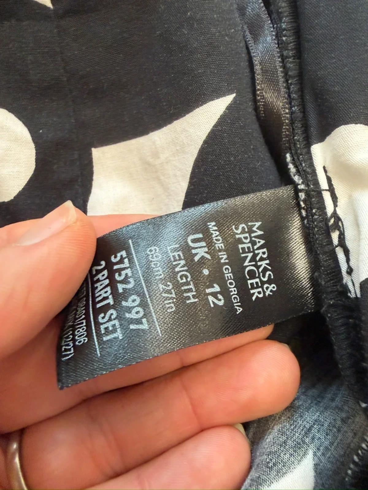 M&S Black & White Skirt 12