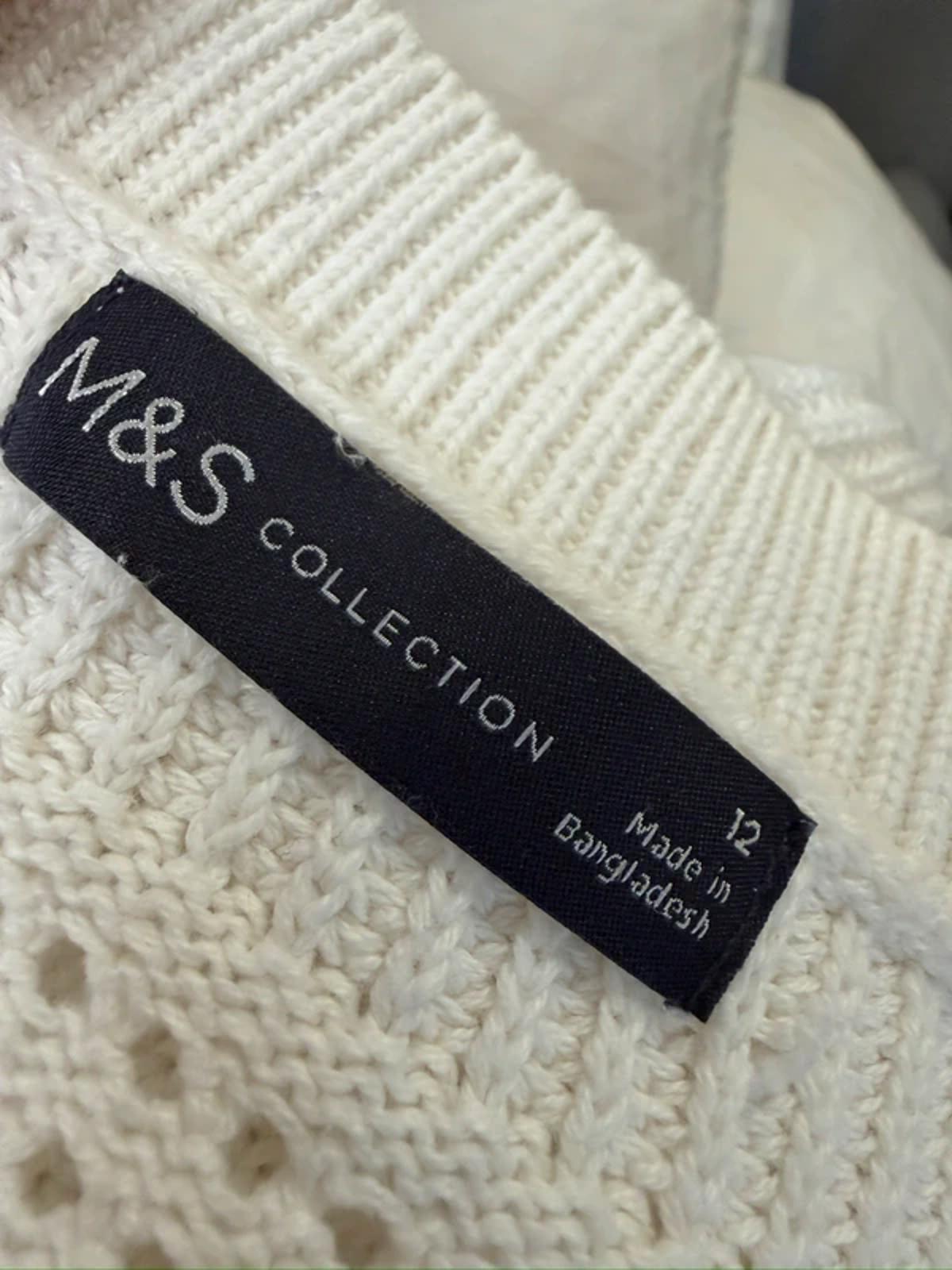 M&S White Knitted Short Sleeve Jumper 12