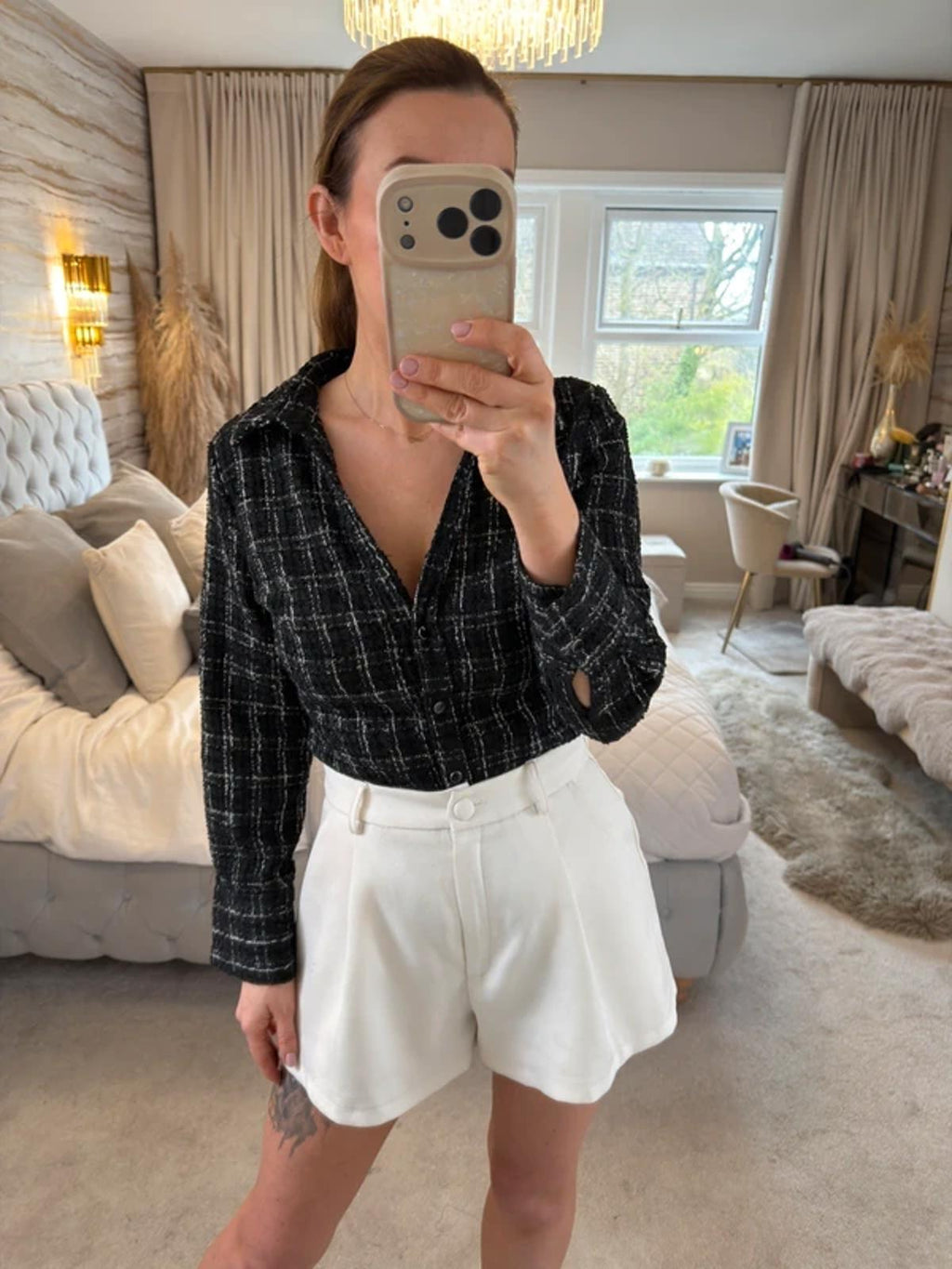 Zara Black Tweed Shirt Small