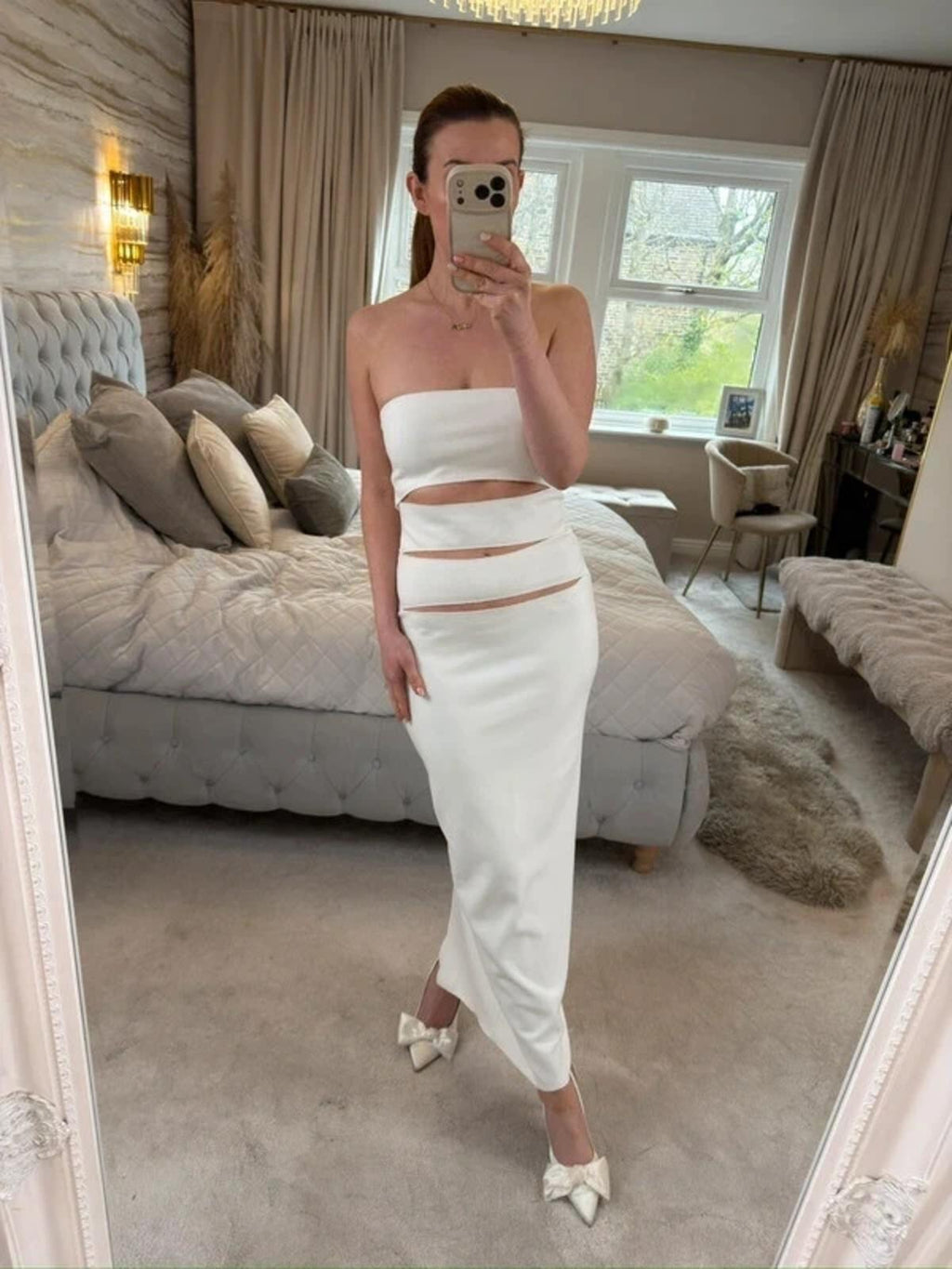 Zara White Strapless Cut Out Dress 12