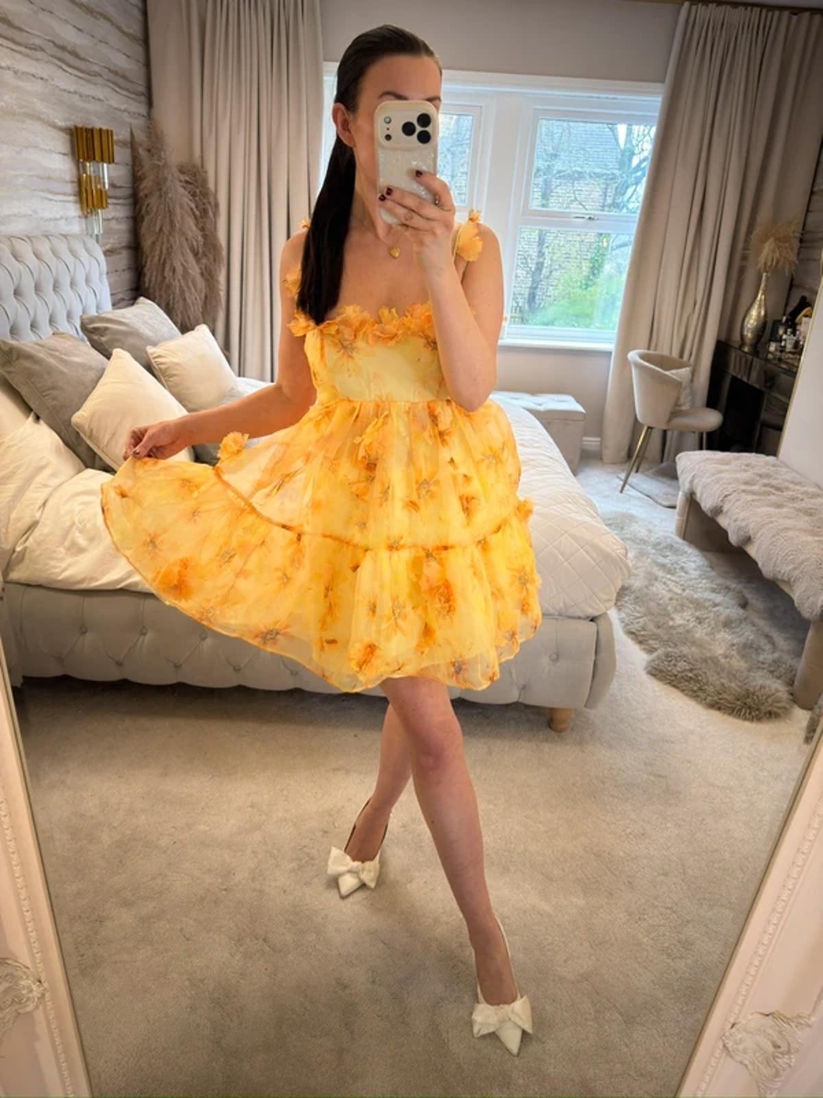 BNWT River Island Yellow 3D Floral Dress 6