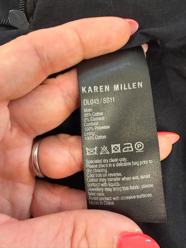 Karen Millen Black Aztek Embroidered Tulle Strapless Mini Dress XS
