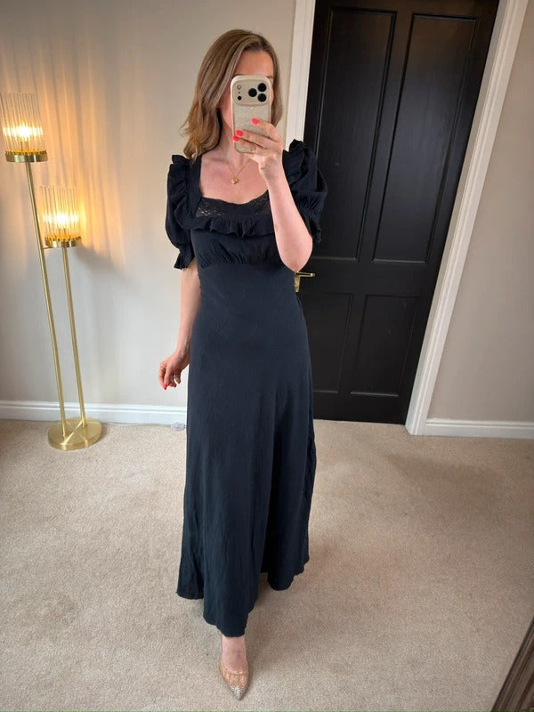 Free People Now & Forever Navy Midi Dress Medium