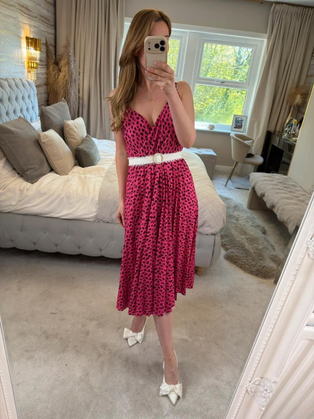 River Island Pink Pleated Diamanté Midi Dress 12
