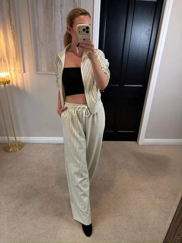 BNWT Love Laura Cream & Black Pinstripe Lounge Co Ord 12