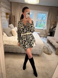 Monki Cream & Black Oversized Shirt XS