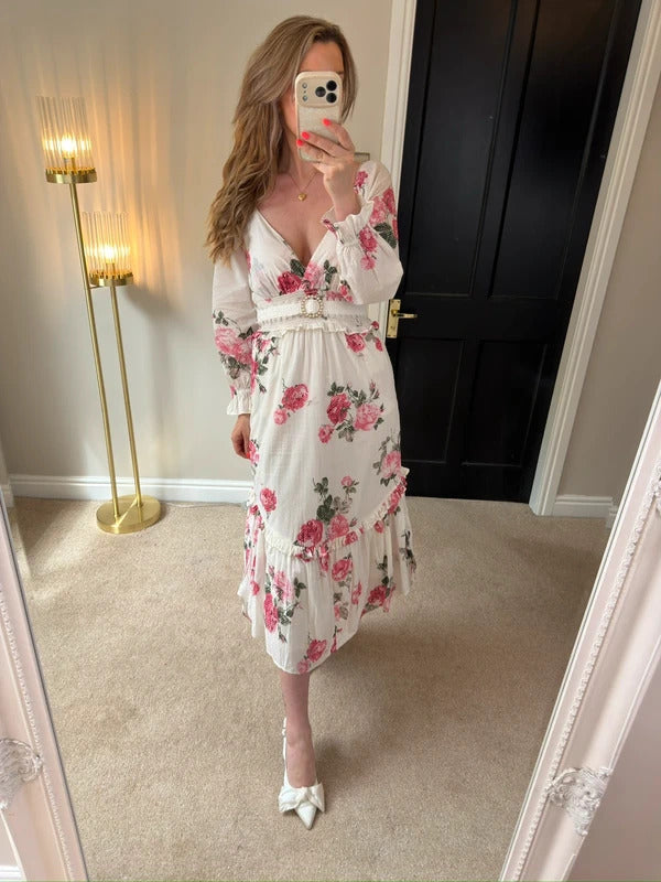 LoveShackFancy Pink Firefly Midi Dress