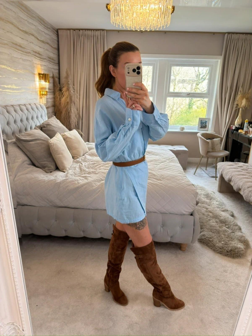 Zara Light Blue Linen Mix Playsuit XS