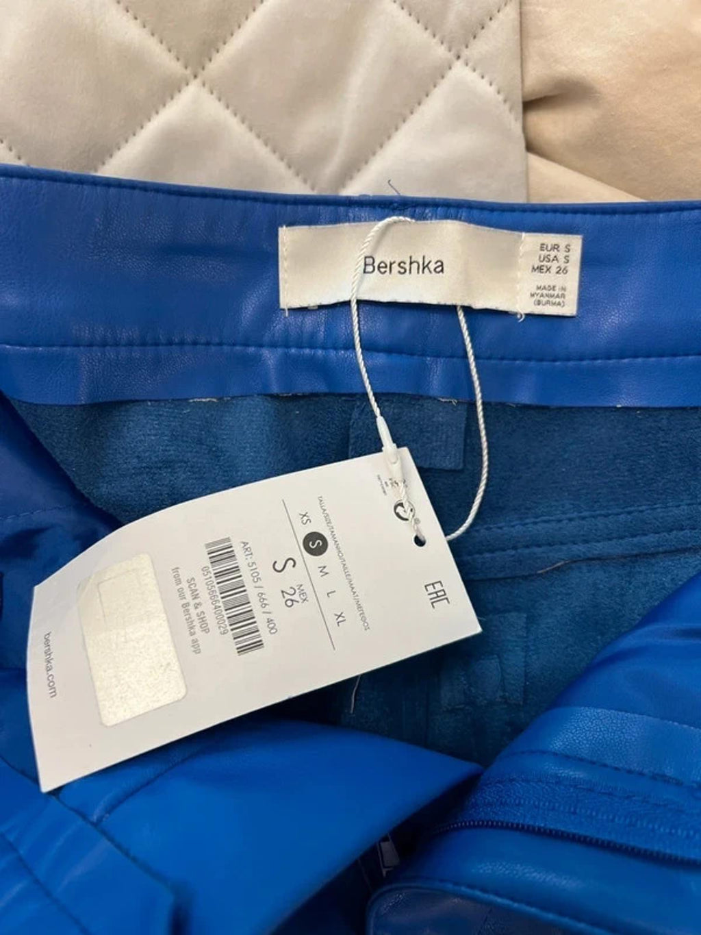 BNWT Bershka Blue Pleather Trouser Small