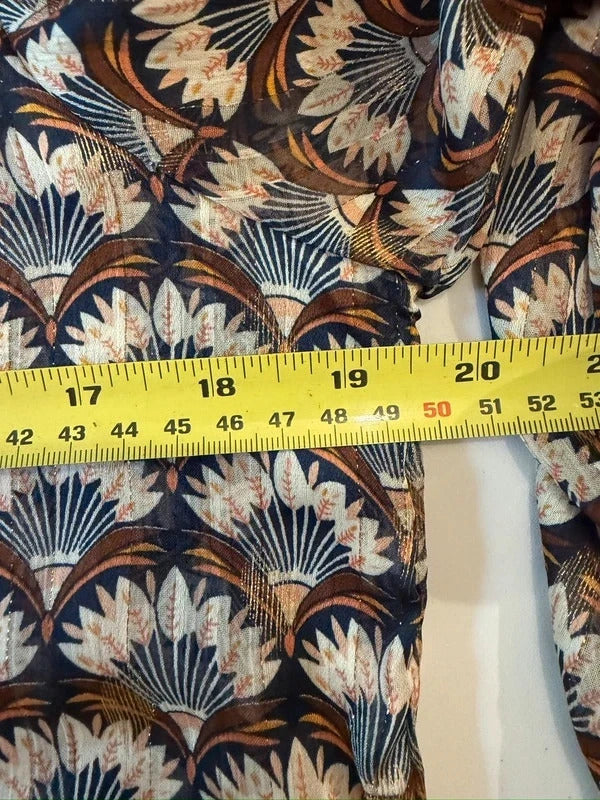 SMF Navy & Gold Metallic Sheer Frill Tunic 10