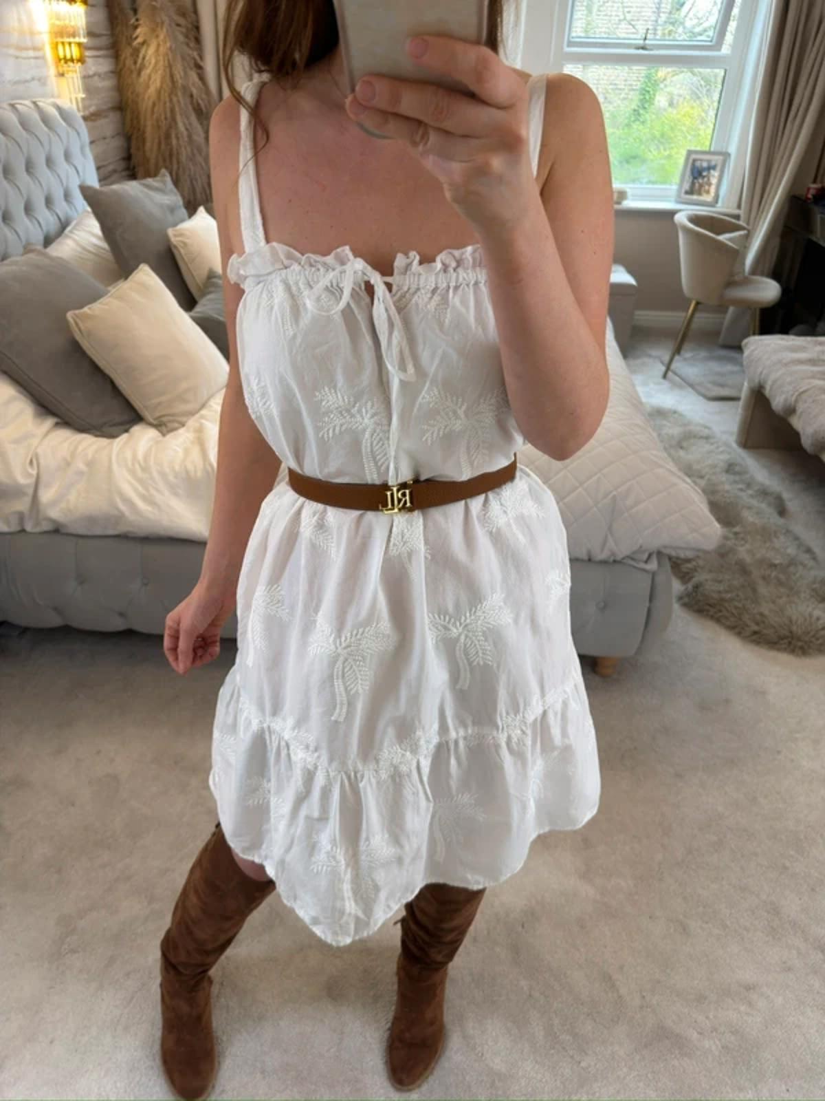 Next White Embroidered Boho Swing Dress 12