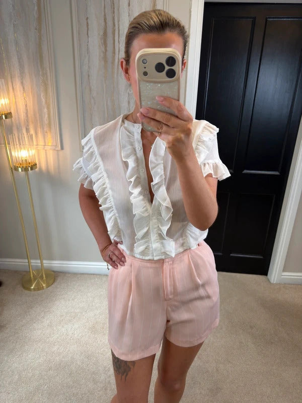 Miss Selfridge Light Pink & White Pinstripe Shorts 8