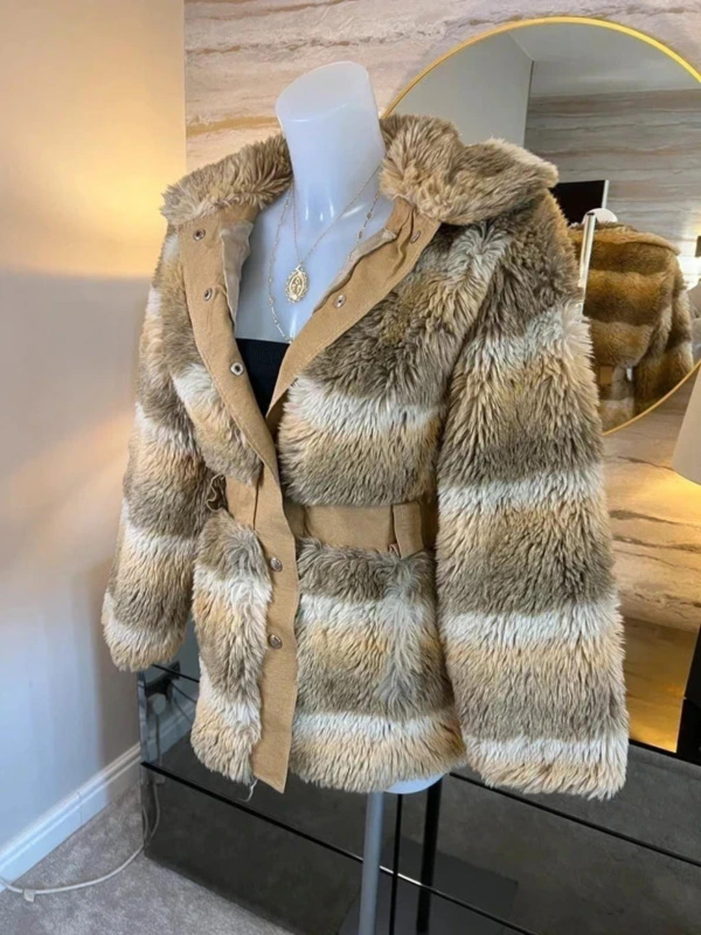 Vintage Brown Faux Fur Coat 10/12 🌸