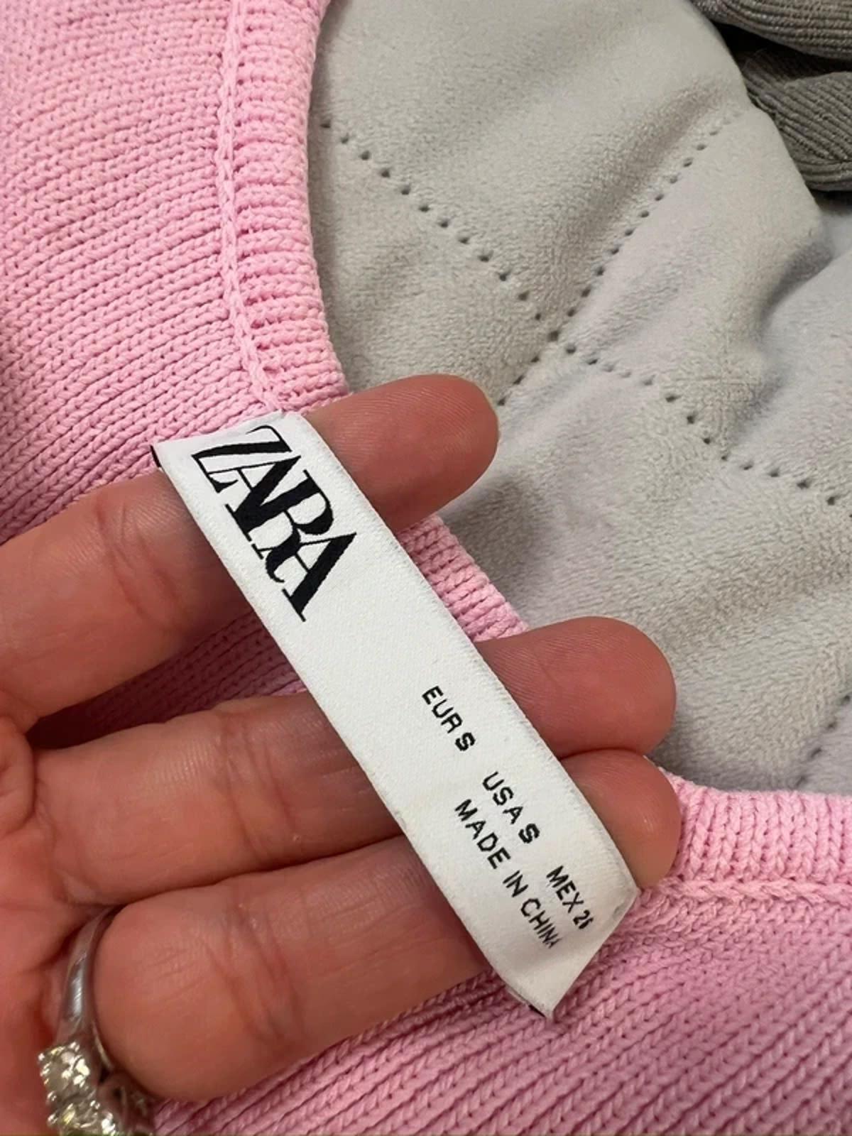 Zara Pink Knitted Embellished Mini Dress Small