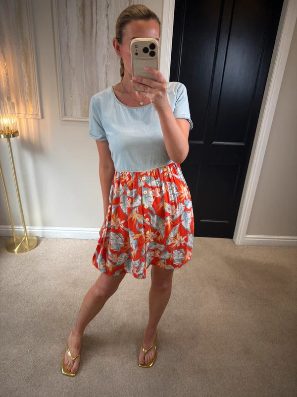 River Island Denim & Floral Mini Dress 10