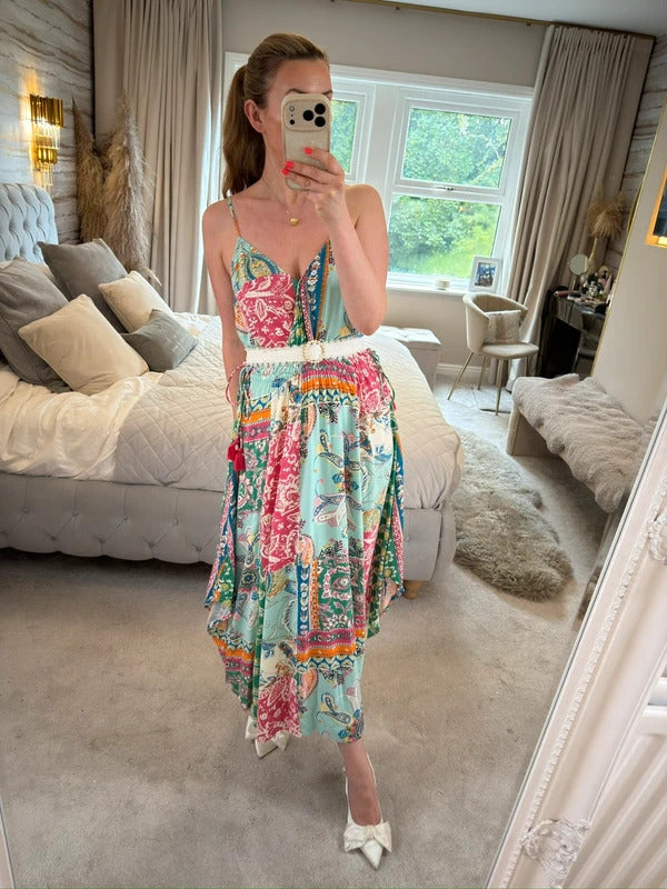 Monsoon Multicoloured Paisley Midi Dress Medium