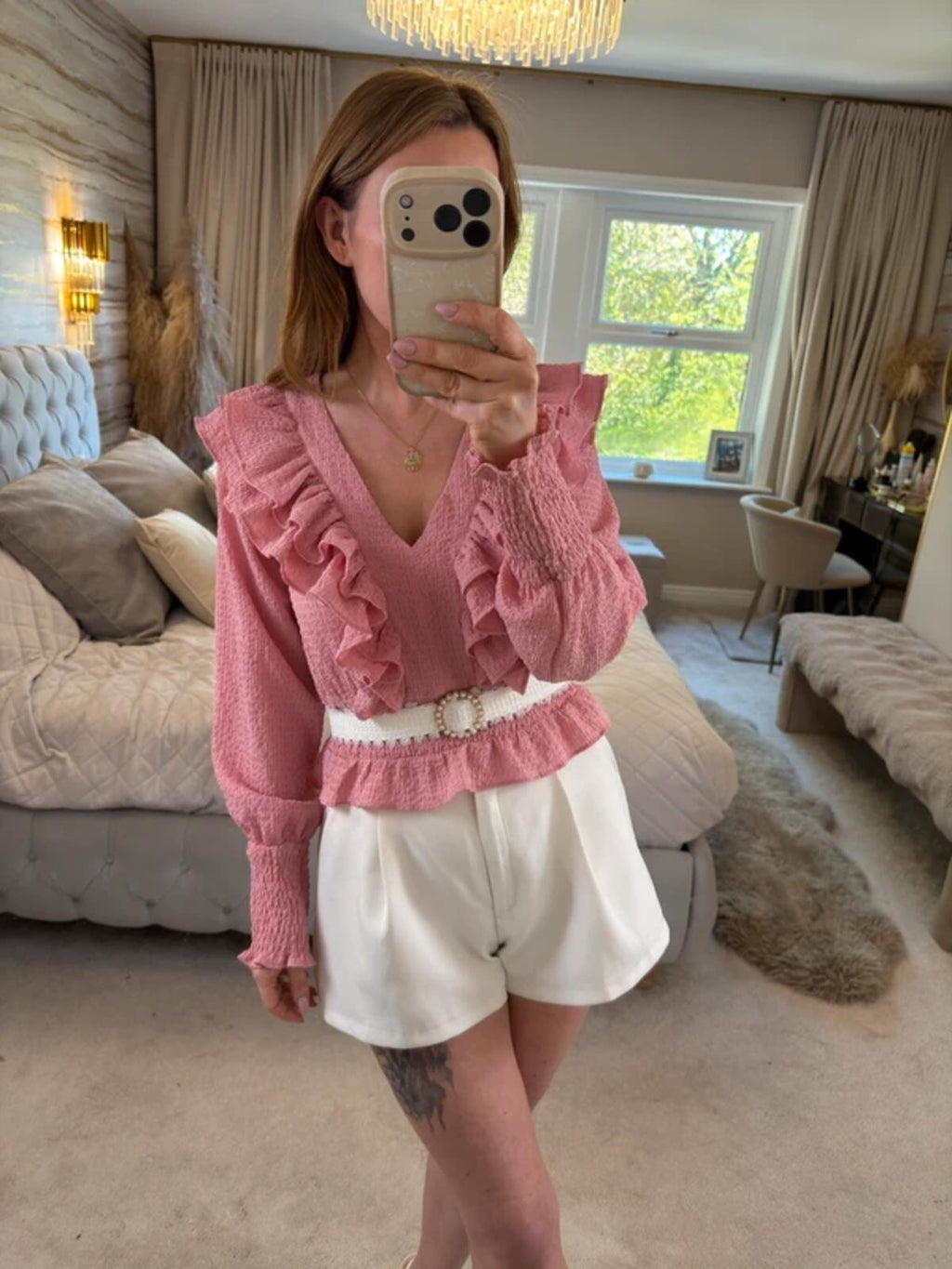 Oasis Pink Frill Blouse 6